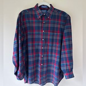Men’s Pendleton Merino Wool Plaid Long Sleeve Button Down Shirt (L)